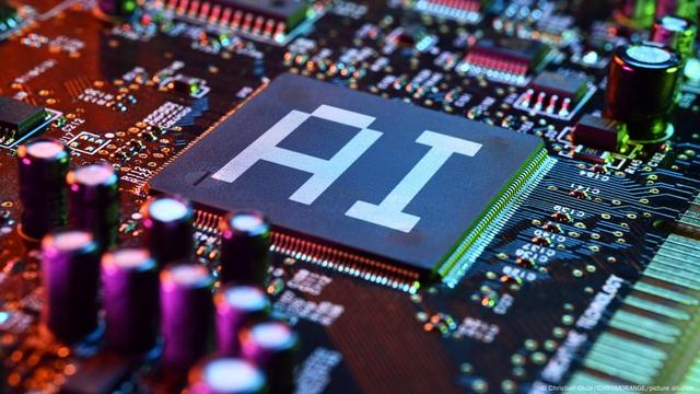 A computer chip with AI written on it.