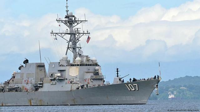 USS Gravely, a US warship, entering the port in Trinidad and Tobago's capital on October 26, 2025. USS Gravely, a US warship, entering the port in Trinidad and Tobago's capital on October 26, 2025.