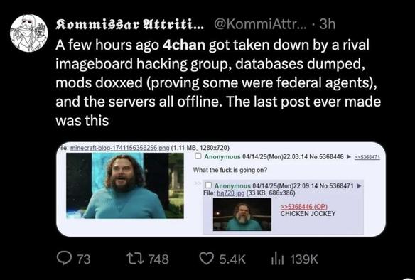 Haven’t seen anyone talk about the 4chan hack/doxxing