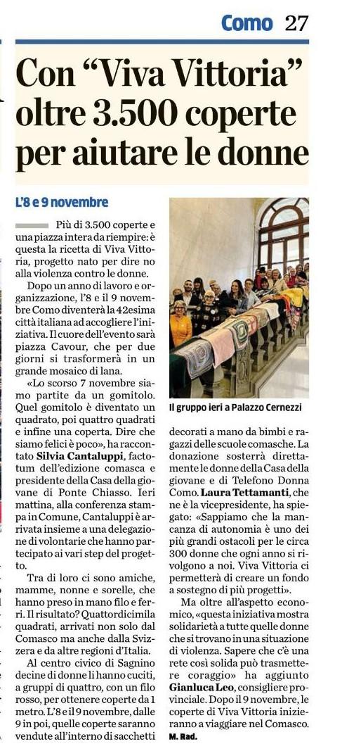 Articolo di giornale apparso sulla stampa locale