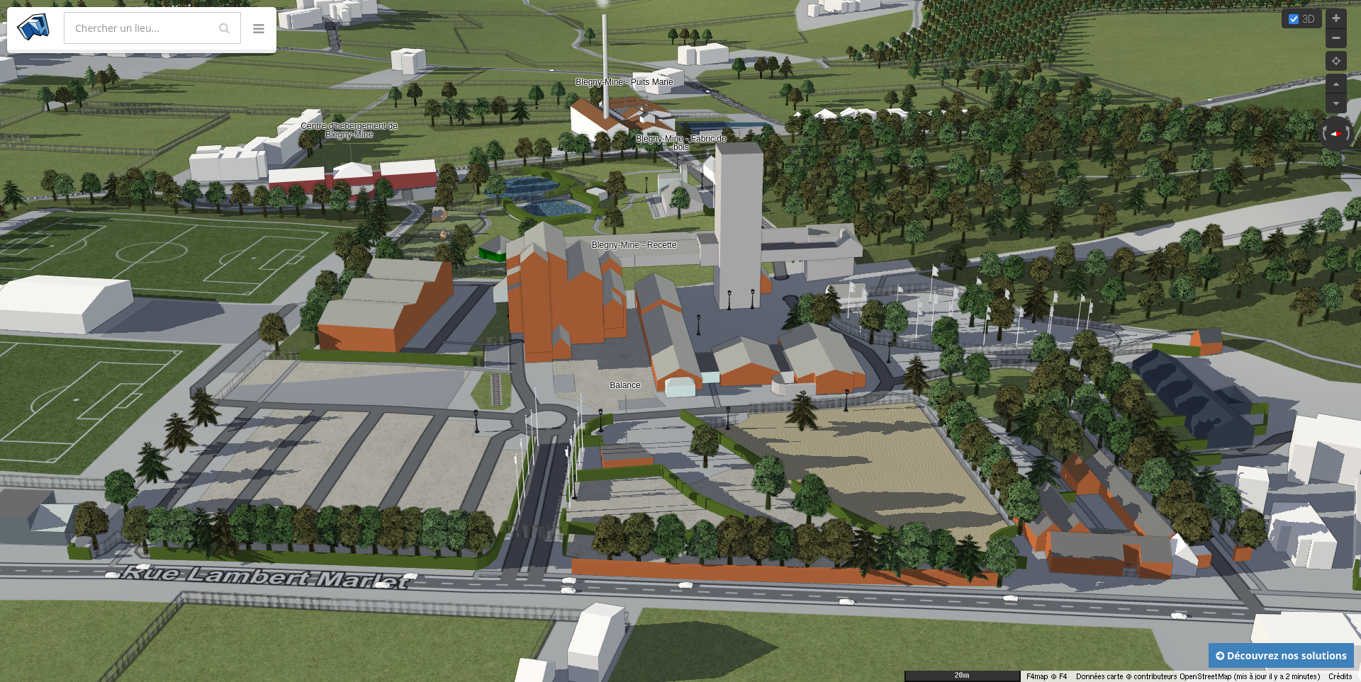 Vue 3D du site touristique de Blegny-Mine