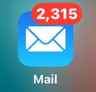 Mail icon showing 2,315 unread messages.