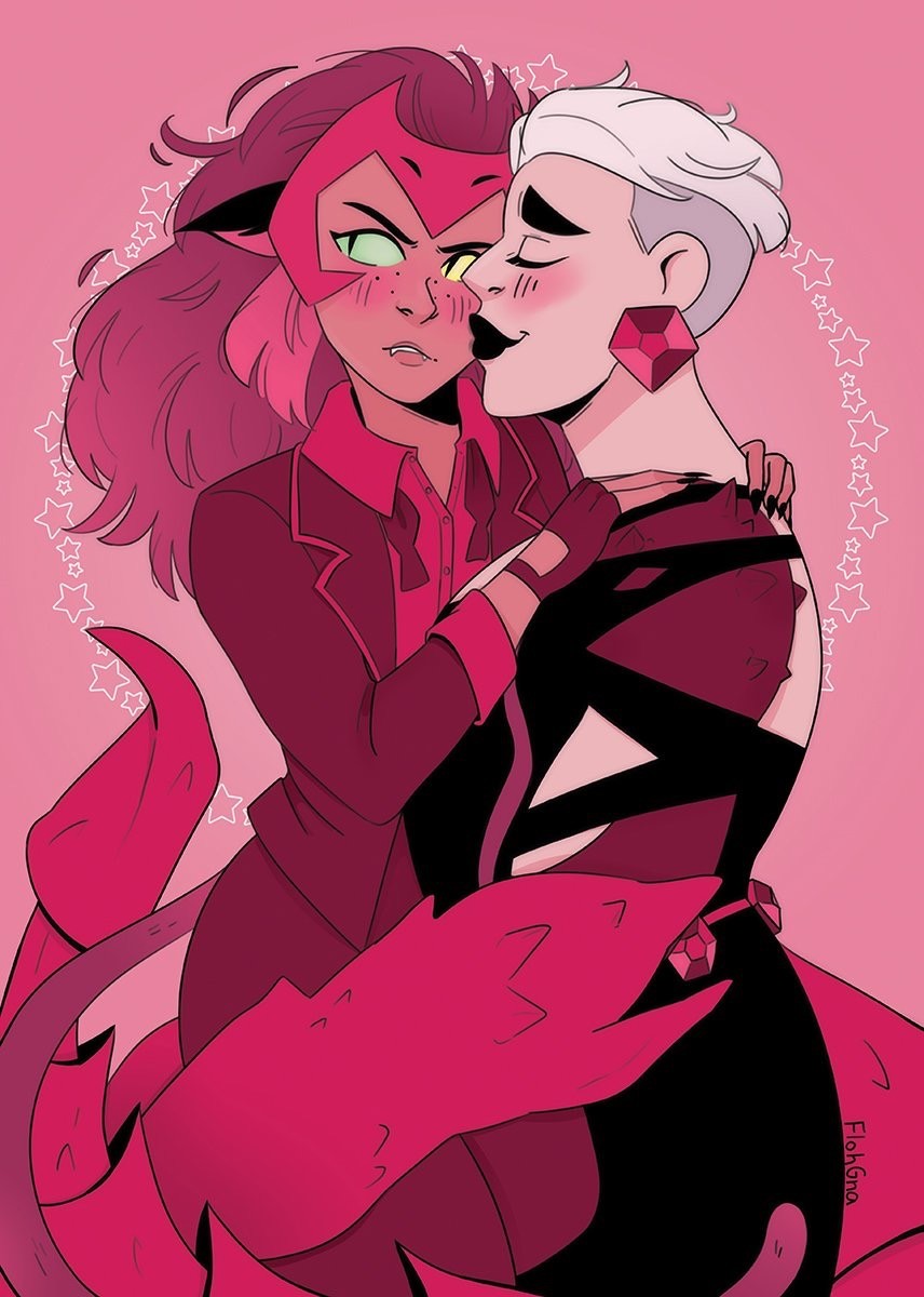Scorpia kissing Catra, they’r two characters from SheRa Netflix.