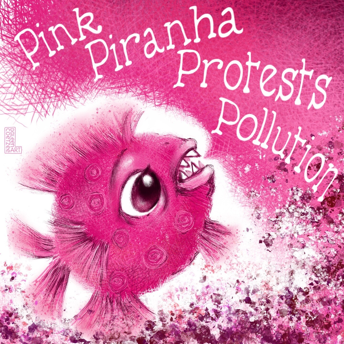 Daleencoetzeeart Time For Pink Piranha To Show Its Teeth As It Is Mastodon Art