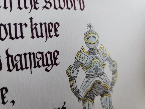 Close up on the armour showing the detail and gold sparkly bits