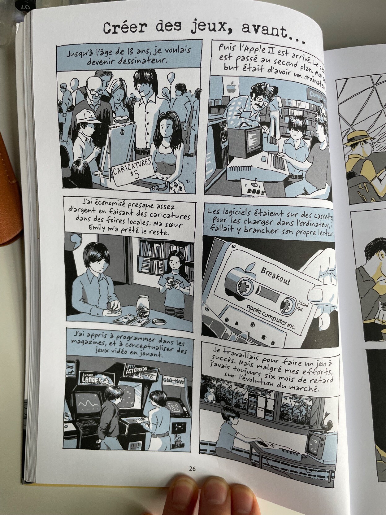 Page of Jordan Mechner's graphic novel REPLAY (French edition) about making Apple II games in the 1970s.