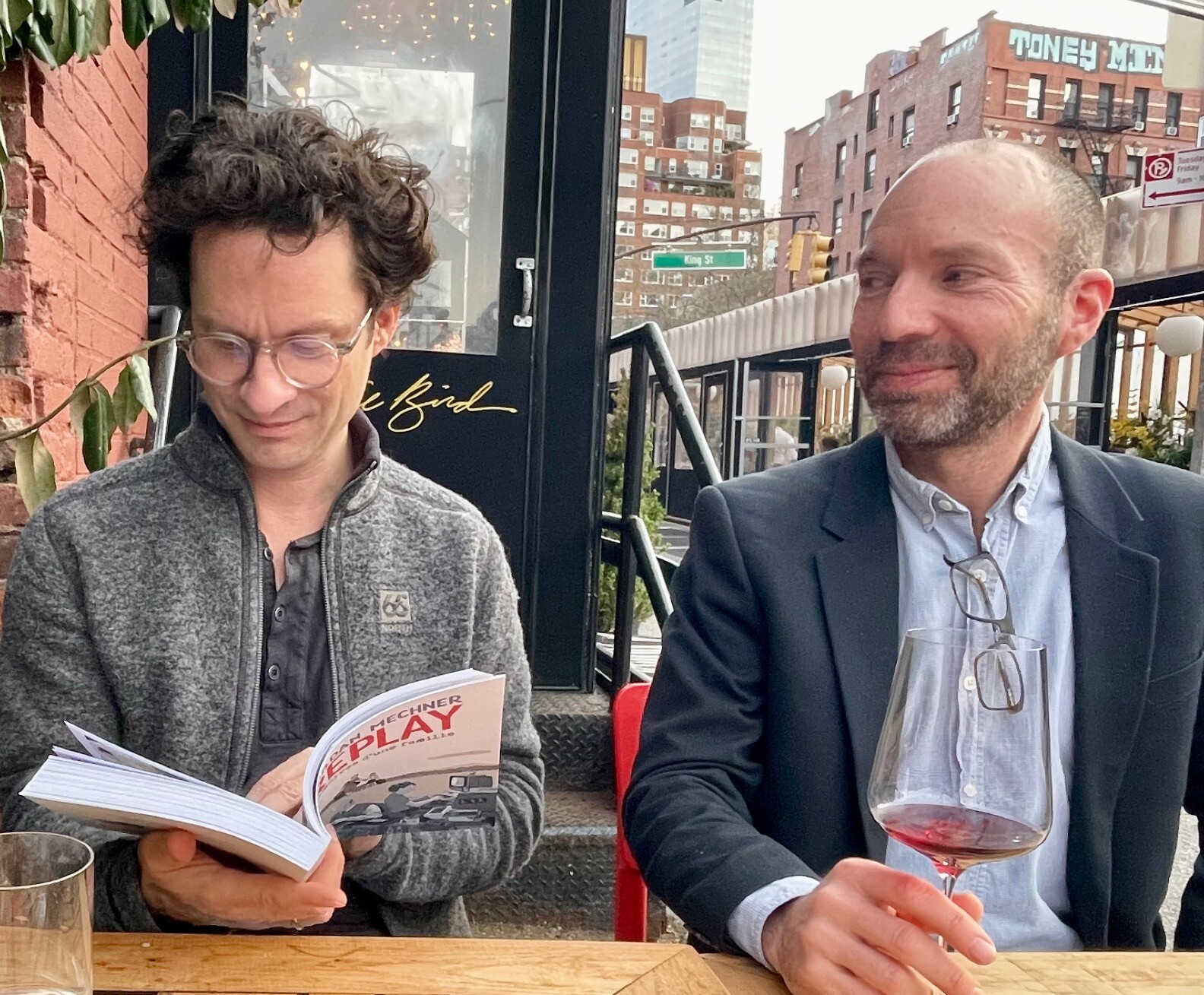 Jordan Mechner shows graphic novel REPLAY to his brother David, who appears in its pages.