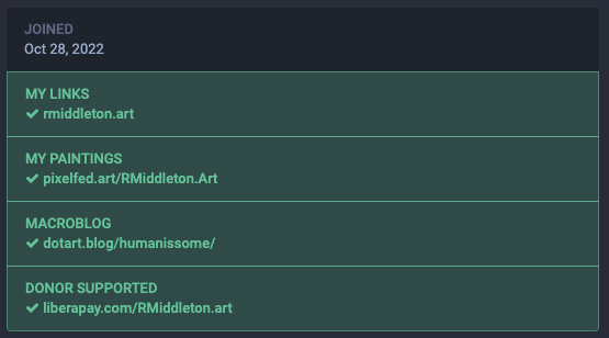 Links grid from Mastodon showing all 4 of my links as verified