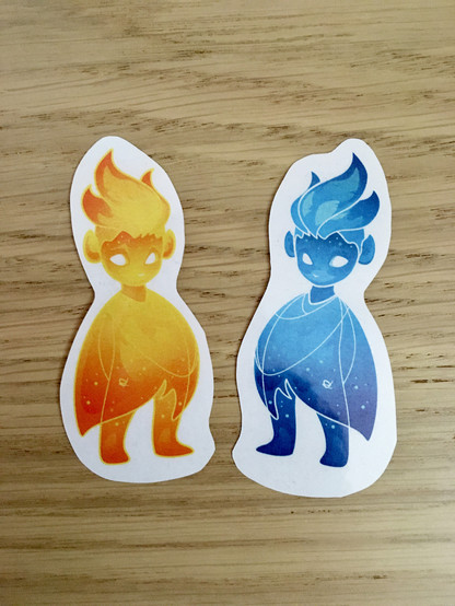 Fire creature stickers by zizudraws