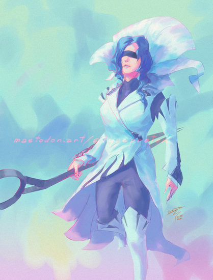 Digital pastel-like rough color sketch of an original lady character.