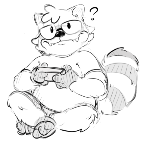 Raccoon stares in confusion while holding an NES controller