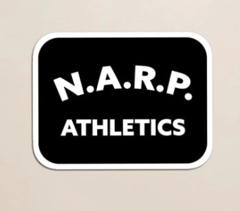 NARP Athletics is shown on a magnet.  NARP stands for Non Athletic Regular Person.