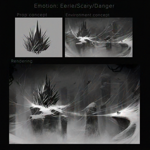 Emotion that is trying to evoke, spiky fortification concept and overall environment concept of the illustration