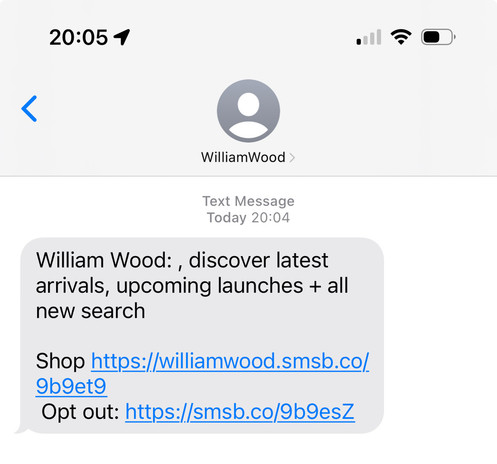Spam text from WilliamWood