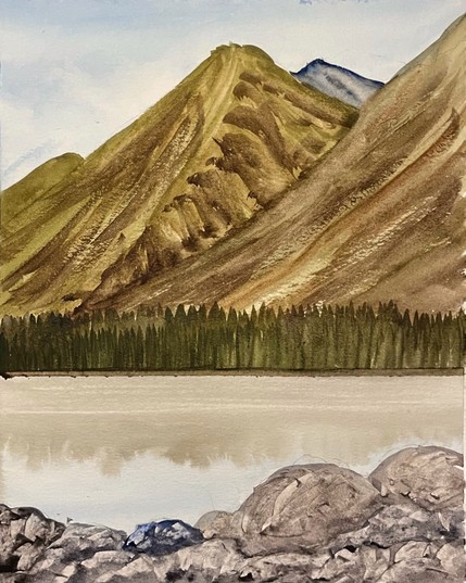 Painting of Mt. Wallace, Kluane National Park, Yukon, from Congden Creek beach.