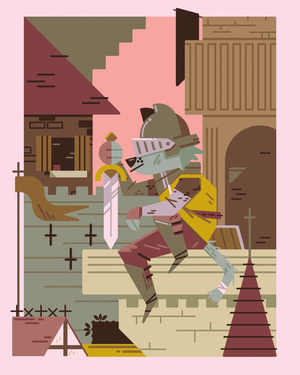 2021 full color commission. 

A knight with a minorly injured tail sits on a balcony inside his castles walls. 