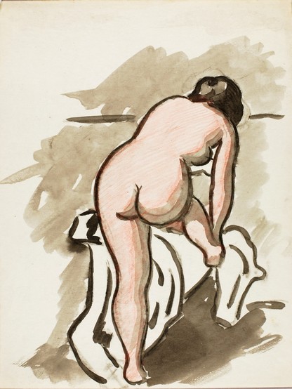 A sketch of a nude woman from behind