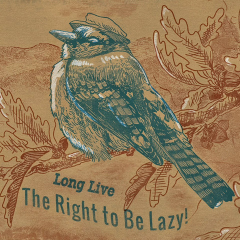 Fake engraving with a blue jay resting on a branch. A text reads 