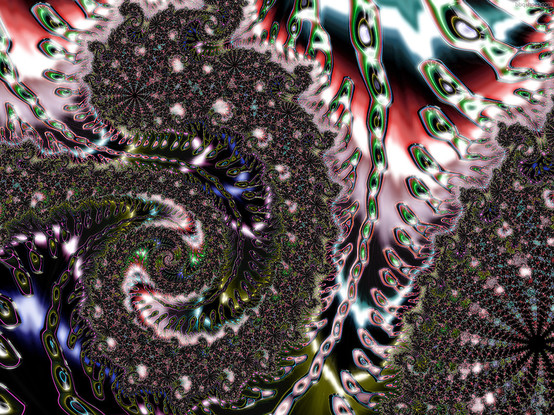 Liquid metallic fractal spiral 