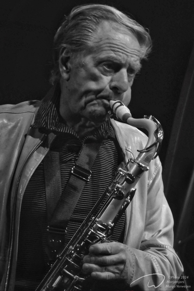 Saxophone player Hans Dulfer (father of Candy Dulfer) playing his saxophone during a performance at North Sea Jazz Festival 2024).