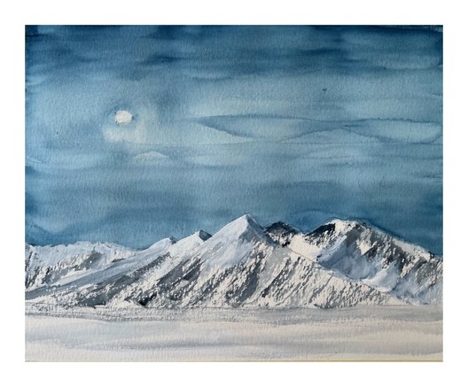 Night painting of Nadahini Mountain, BC.
