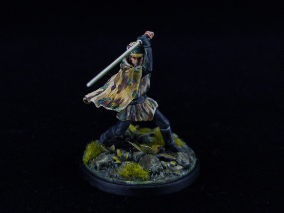 Painted Luke Skywalker mini for Star Wars Shatterpoint, in his Return of the Jedi uniform with camo poncho added on top.