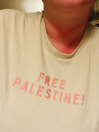 My tshirt reads “Free Palestine!” 