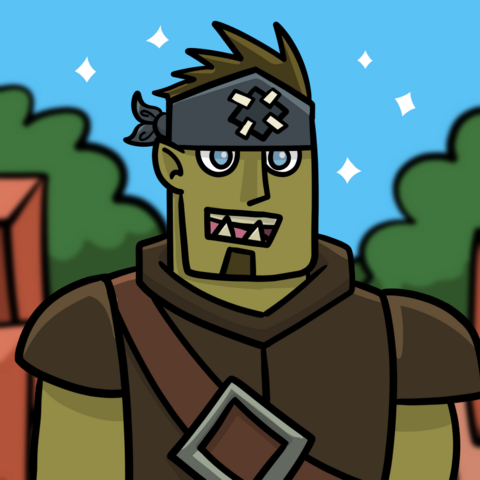 A drawing of a happy orc.