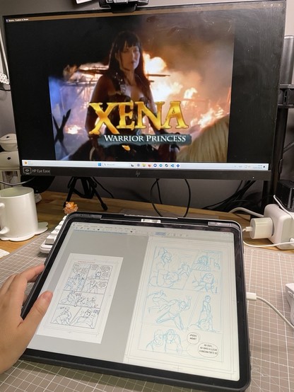 Pov you are drawing on an ipad while watching Xena