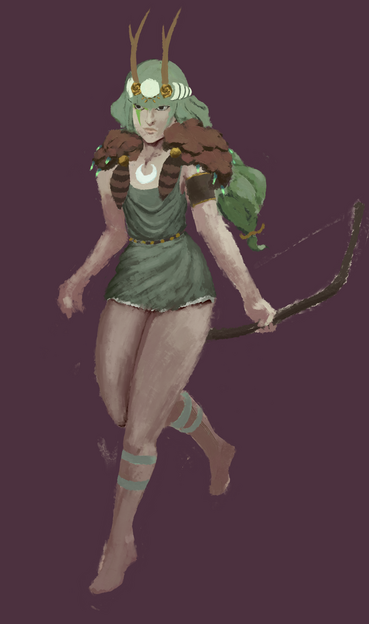 painting of Artemis from the video game Hades