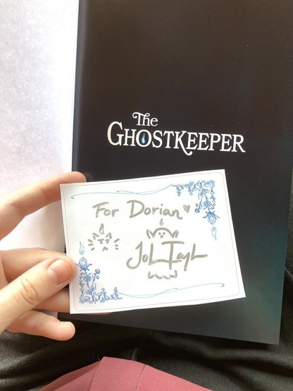 The bookplate sticker held near the inside cover of THE GHOSTKEEPER