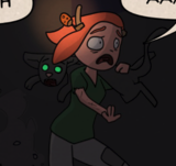 Comic Preview: A red haired girl carries a black cat as she runs away from something. Both look very afraid