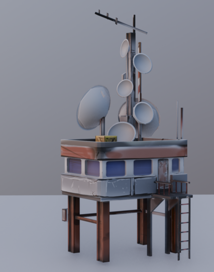 A radio tower building rough 3D model