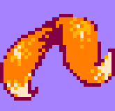 Pixel art of a strange creature. Attached to the end of a fox's tail is... another fox's tail. One could describe it as a pair of tails and nothing else
