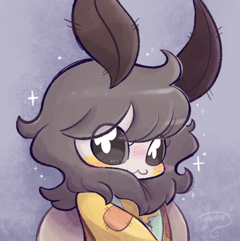 Art of a cute moth girl from the shoulders up. She's looking at the viewer with a cute expression. 