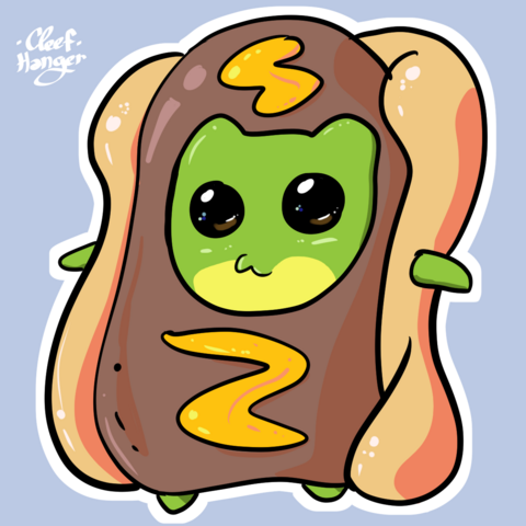 Froggelio as a hot dog