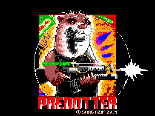 A pixel art parody of the 1987 poster for the movie 