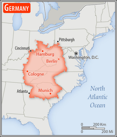 Map of Germany over the Eastern part of the US, for scale comparison.
Translation of OP in English follows.
German friends: Remember Ahrtal, and all the destruction wreaked by the heavy rains there? Well, for perspective, the area of the US that was affected by Hurricane Helene is larger than the entire country of Germany. This is the closest map I can find, and if you were to move Germany down to include parts of Florida, the area covered by Germany is where the devastation happened.