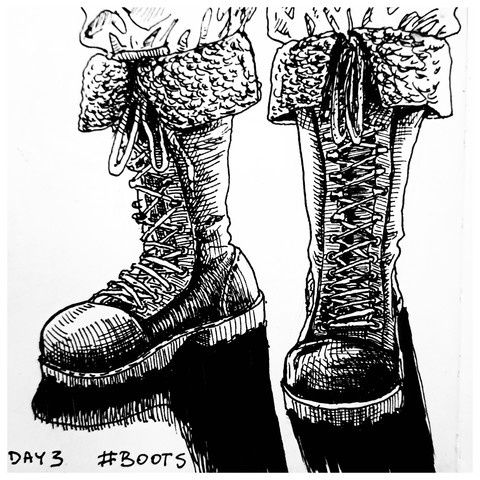 Ink drawing of boots