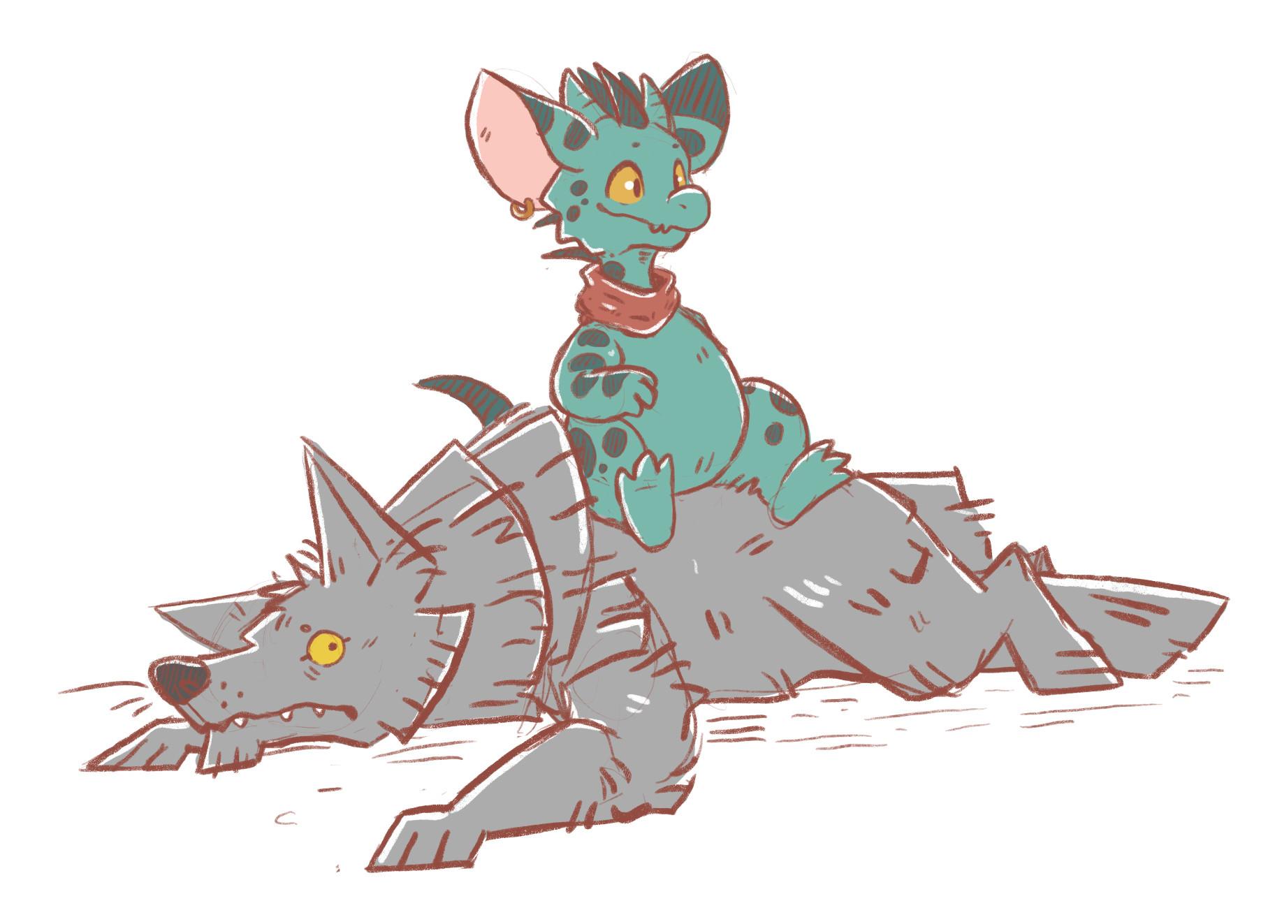 cute wolf drawing with colour