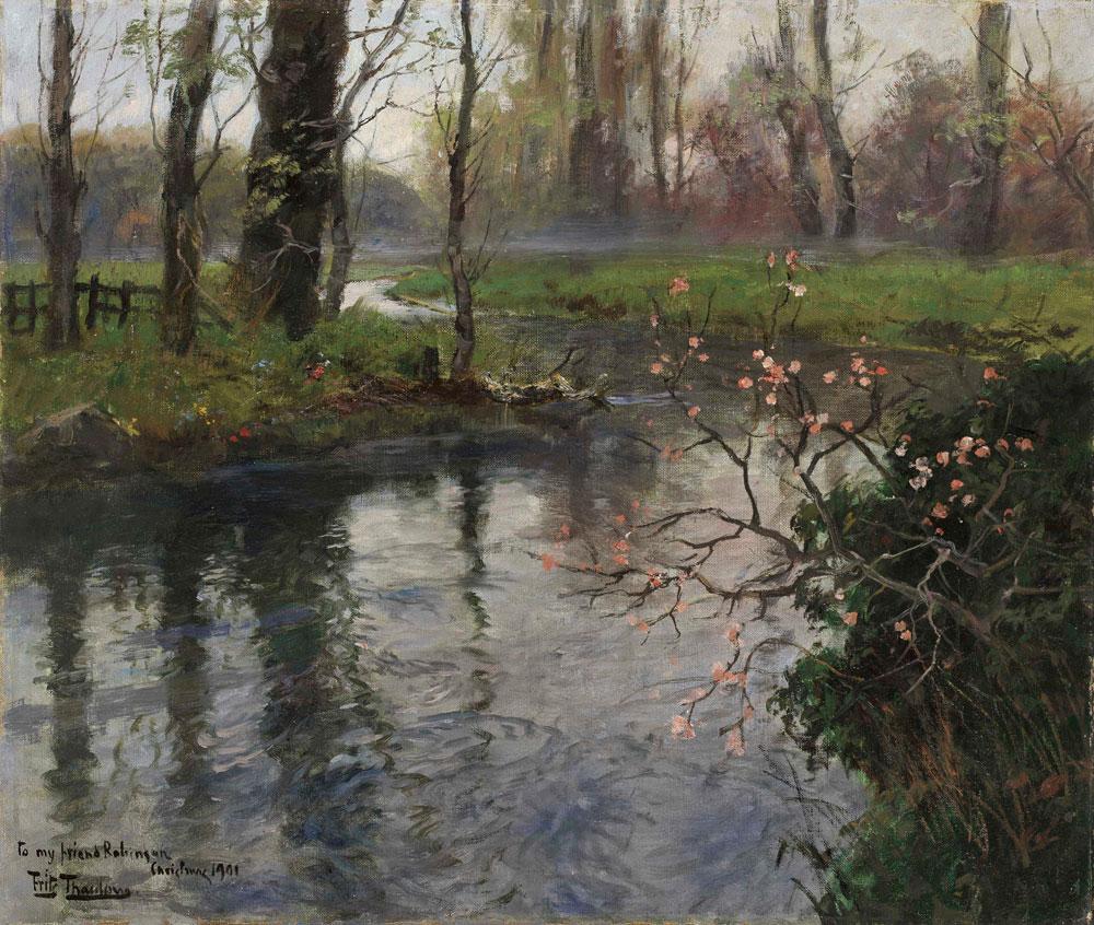 Verschiedene Motive (Ölgemälde), bei denen ein Fluss in der Bildmitte eine zentrale Rolle spielt.