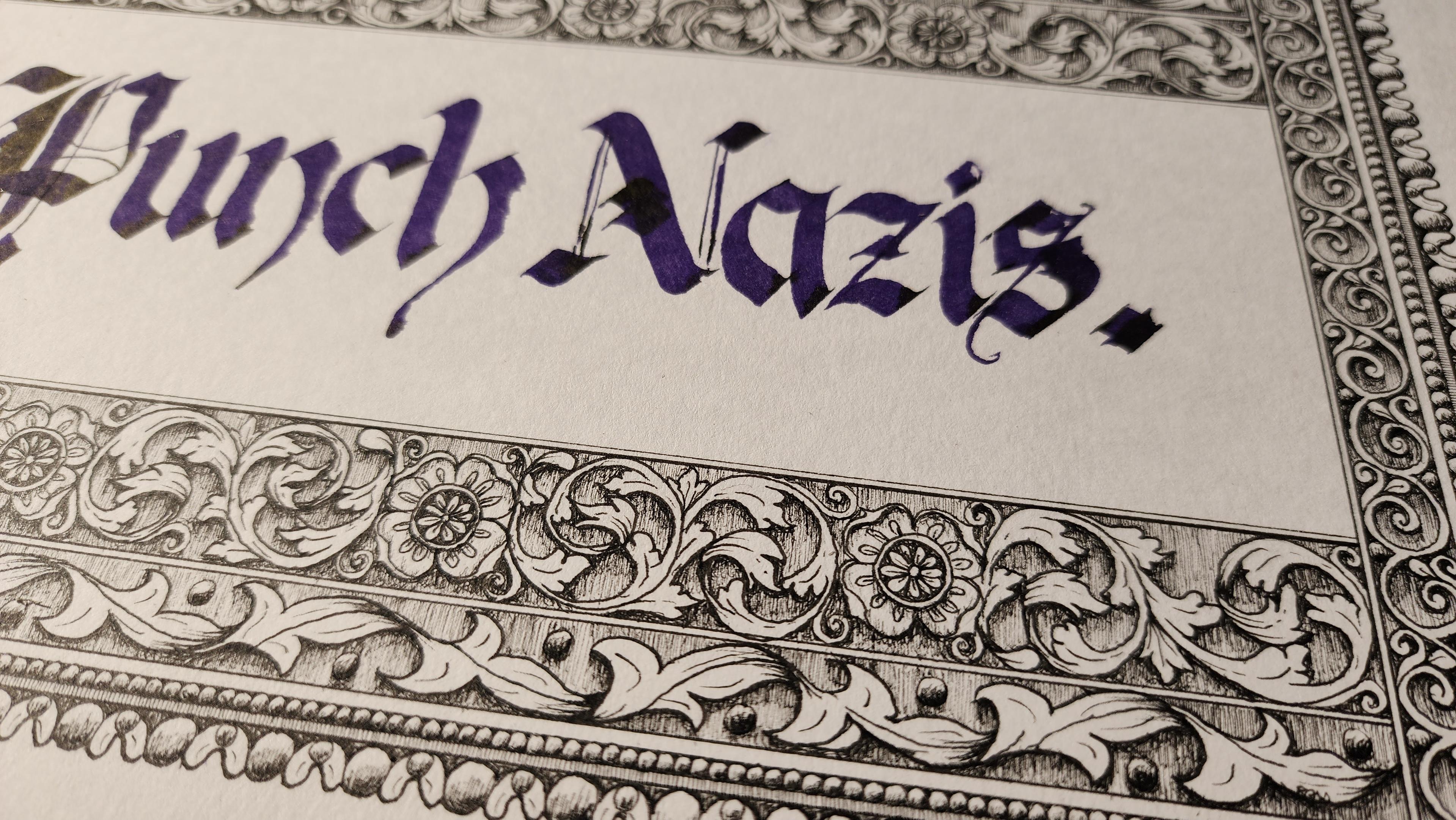 Angled close up showing the detail in the border.