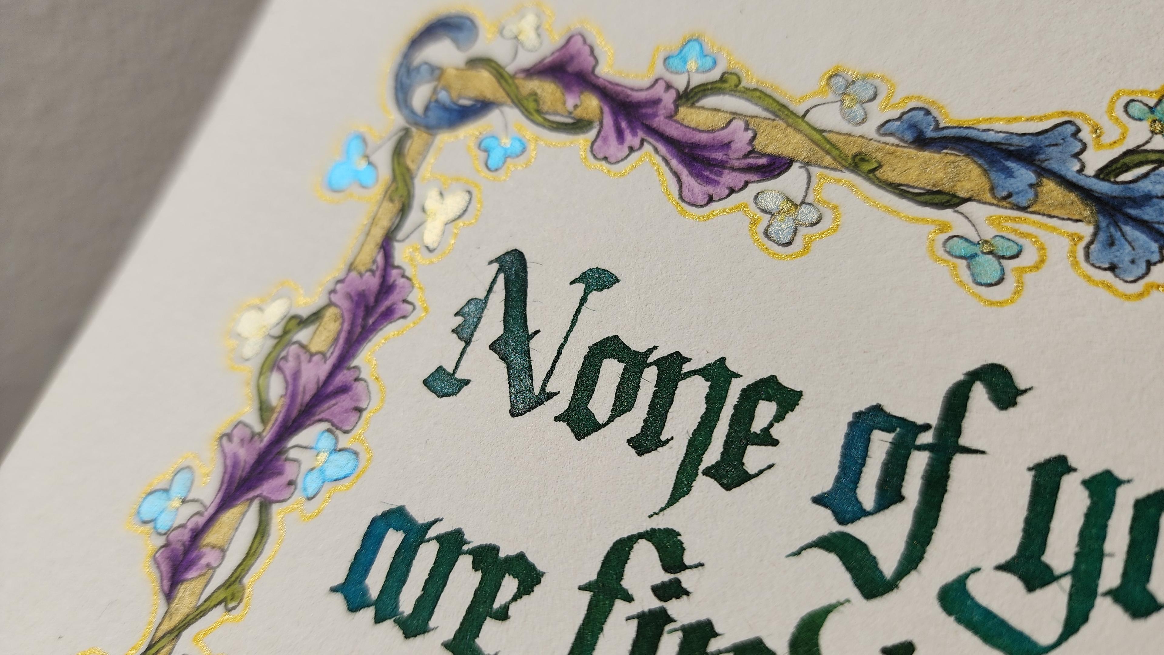Close up showing the sparkly ink Close up showing the sparkly ink