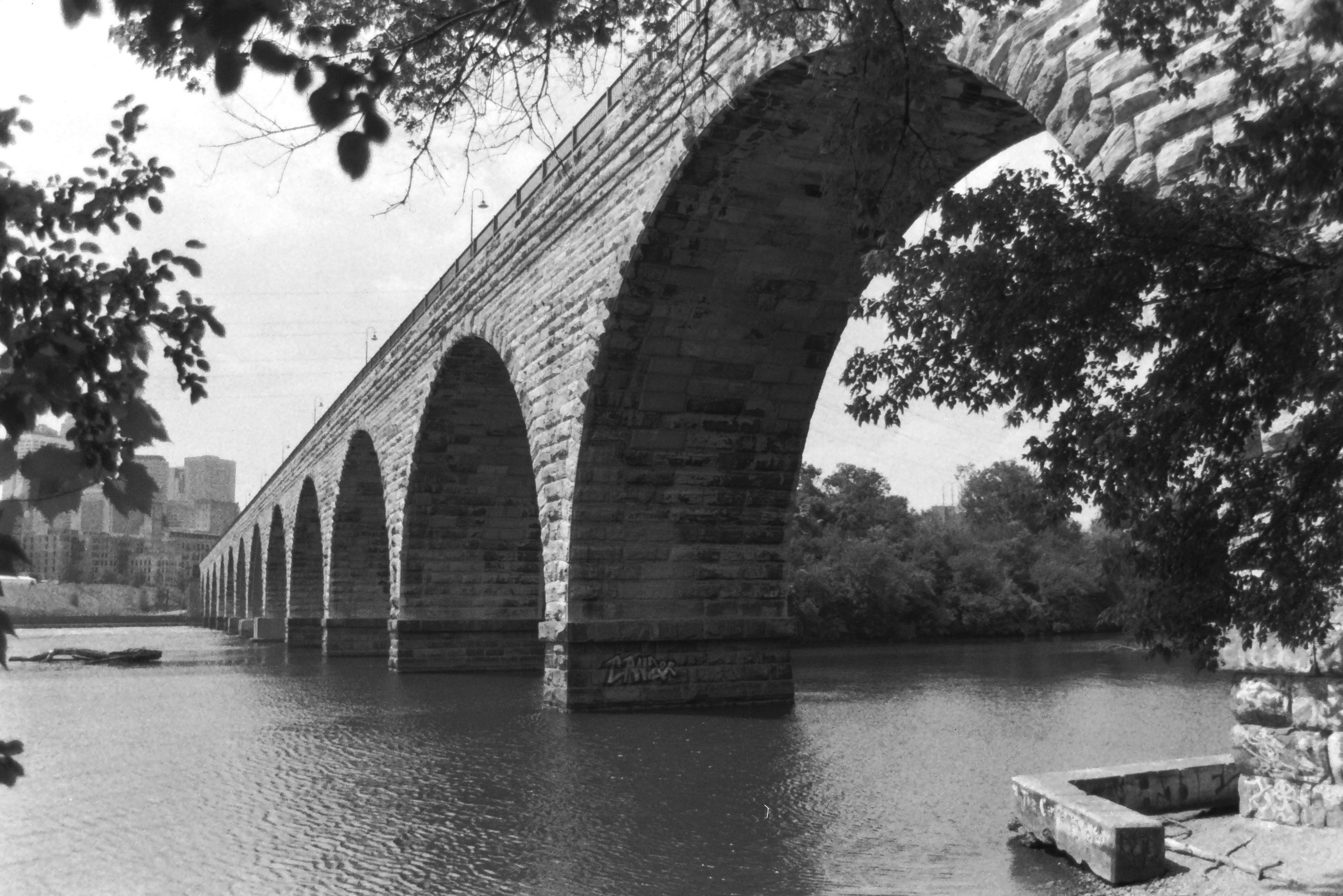 stone arch bridge from below