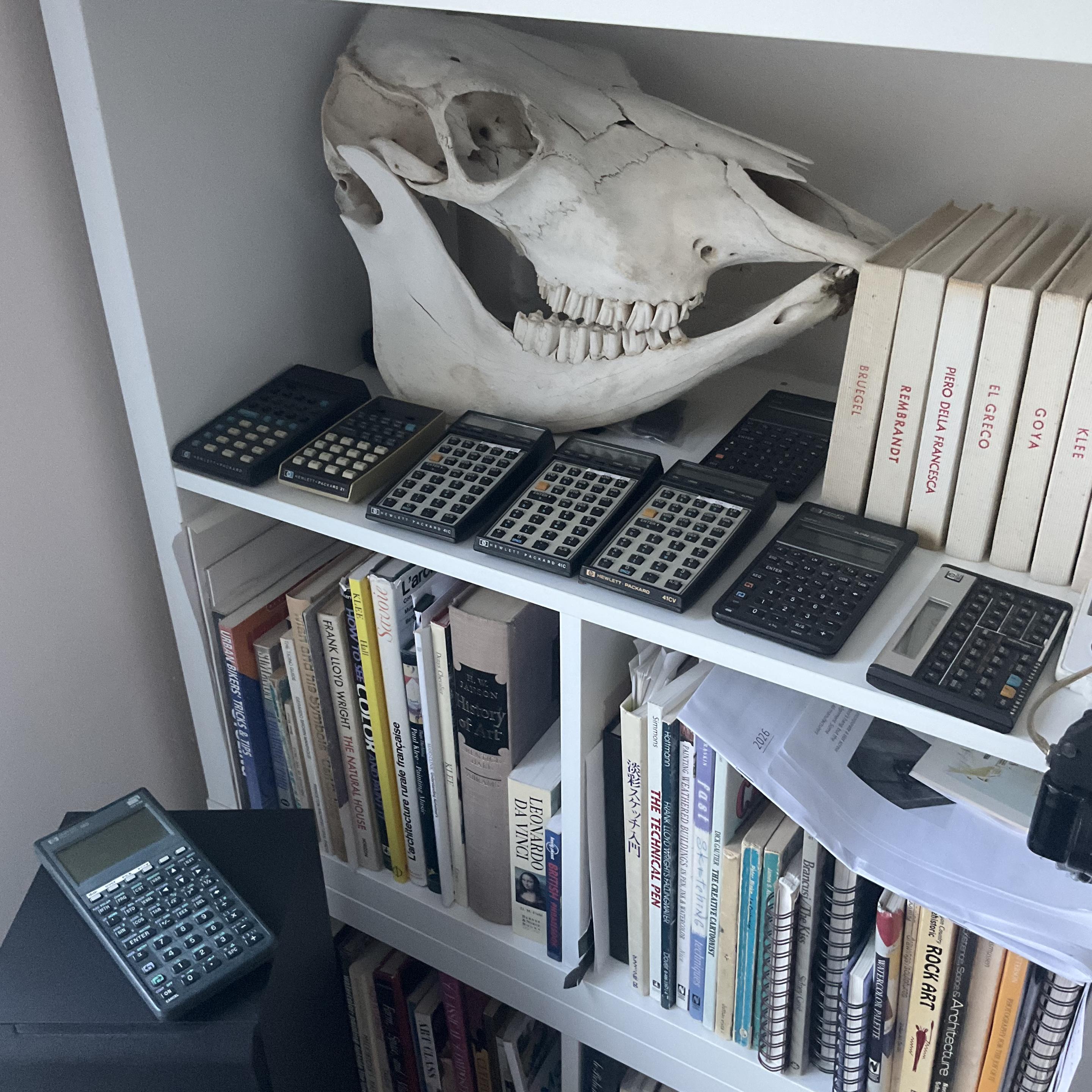 A collection of vintage HP calculators.