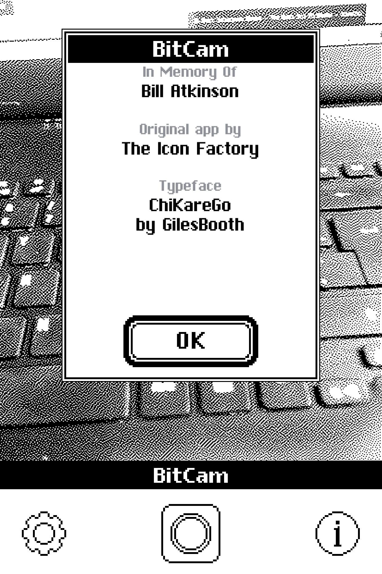 screenshot of info about ios app bitcam by iconfactory