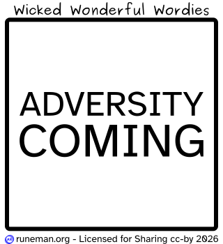 Wicked Wonderful Wordies 
a visual idiom puzzle
------------------------------
description

Centered in the frame are two words, one sitting above the other: "adversity" and "coming"
------------------------------
Explanation:
Typically, some kind of text is arranged inside, or somewhere around a square frame. The arrangement can be significant, and might be the key to recognizing the idiom. 

The puzzle can be difficult to solve because the idiom or common phrase may not be common to the person trying to solve the puzzle.

Sometimes there is an "AhHa!" moment, though.

Answers and an archive of the puzzles is available at http://runeman.org/wordies.