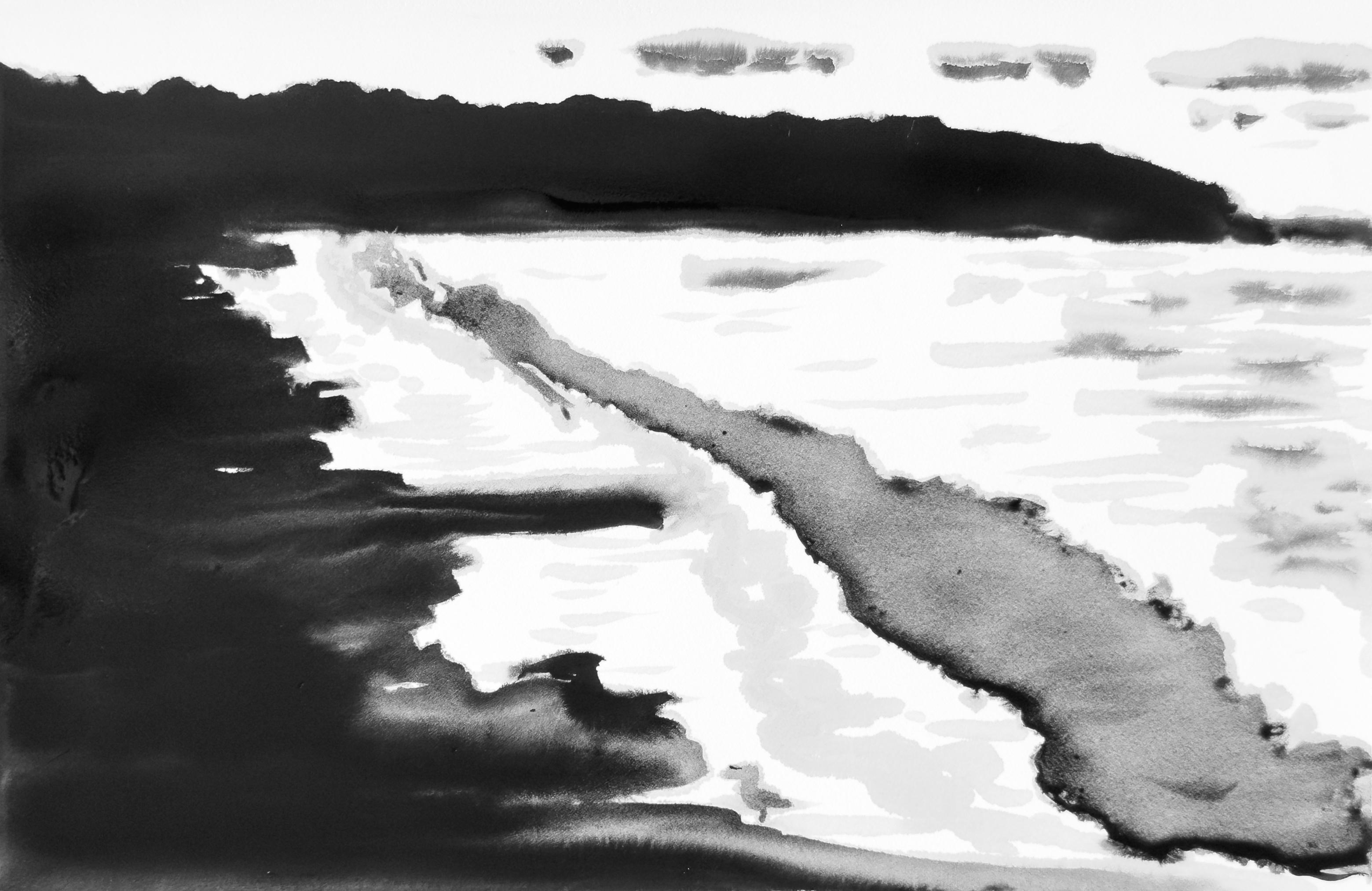 Ink sketch of a beach for the Inktober52 2026 prompt “Beach”