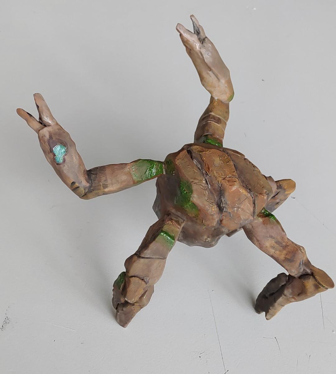 That Wedding mark on their raised limb and the crystalline green patches were a bit hatder to make. Clear acryluc medium + a bit of colour helps with semitransperancy, but it's too shiny.