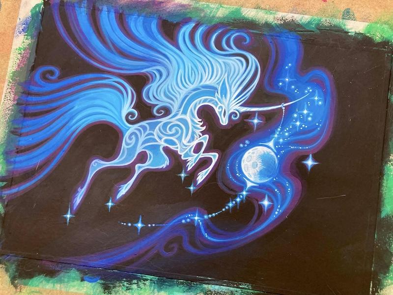 Unicorn with moon